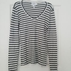 Michael Stars Black and White Striped Long Sleeve Tee